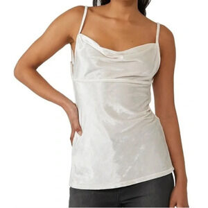 Free People All Night Velvet Tunic Top Champagne Cream Sleeveless Cami Size S